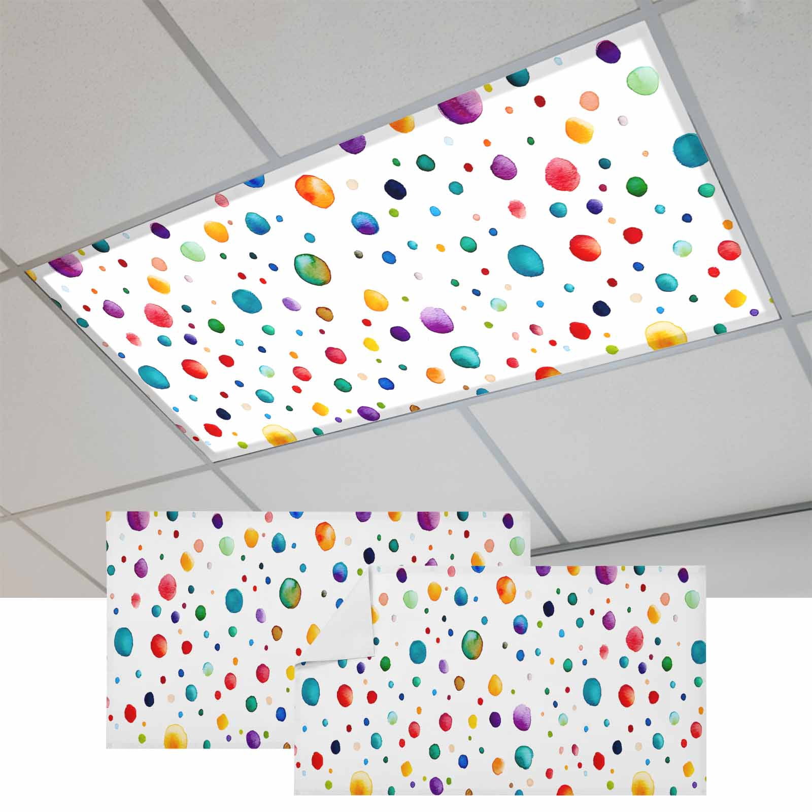 Colorful Polka Dot Magnetic Fluorescent Light Covers for Ceiling Lights ...