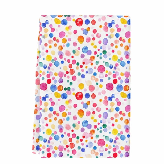 Colorful Polka Dot Microfiber Kitchen Towel, Rainbow Watercolor Polka Dots Soft Absorbent Dish Towels, Quick Drying Washable Dishcloths for Kitchen Cleaning, Drying Dishes, 18x28 Inches