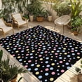 thumbnail image 1 of Colorful Polka Dot Outdoor Rug for Patio/Deck/Porch, Non-Slip Large Area Rug 6 x 9 Ft, Modern Minimalist Geometric Black Indoor Outdoor Rugs Washable Area Rugs, Reversible Camping Rug Carpet Runner, 1 of 8