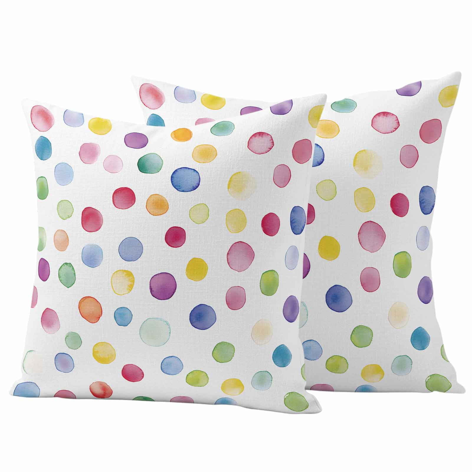 Colorful Polka Dot Outdoor Waterproof Pillow Covers, Rainbow Polka Dot Watercolor Decorative Square Throw Pillowcase Sofa Cushion Sham for Patio/Couch/Chair, 18"x18" 2 Pack