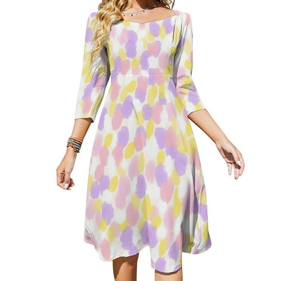 Colorful Polka Dot Pattern Sweetheart Knot Flared Dress Fashion Design Large Size Loose Dress Spring Summer Women Dress