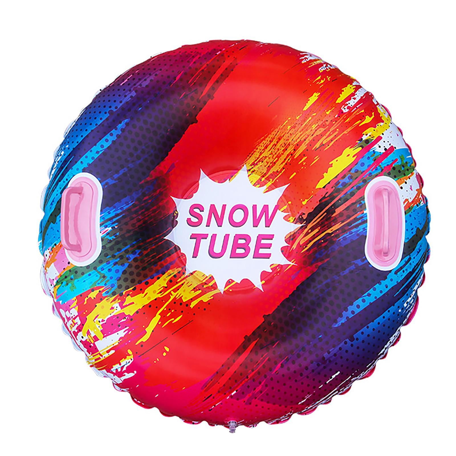 Colorful Polka Dot Red Inflatable Snow Tube, 37in Inflatable Before Inflation, 35in Anti-Rollover Thickened Cold-Resistant Snow Sled for Kids Outdoor Winter Sports, Snow Tubing, Skiing