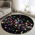 thumbnail image 1 of Colorful Polka Dot Round Area Rug 3.3Ft Washable Circle Rugs for Dining Room Table, Cartoon Cute Abstract Graffiti Black Non-Slip Carpet Floor Mats Indoor Outdoor Carpet Runner Aesthetic Home Decor, 1 of 8