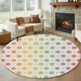 thumbnail image 1 of Colorful Polka Dot Round Area Rug 7Ft Washable Circle Rugs for Dorm Laundry Room, Cartoon Watercolor Geometric Beige Non-Slip Carpet Floor Mats Indoor Outdoor Carpet Runner Aesthetic Home Decor, 1 of 8