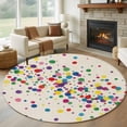 thumbnail image 1 of Colorful Polka Dot Round Area Rug 8Ft Washable Large Circle Rugs for Living Room Dorm, Cartoon Cute Abstract Graffiti Beige Non-Slip Carpet Floor Mats Indoor Outdoor Carpet Runner Home Decor, 1 of 8