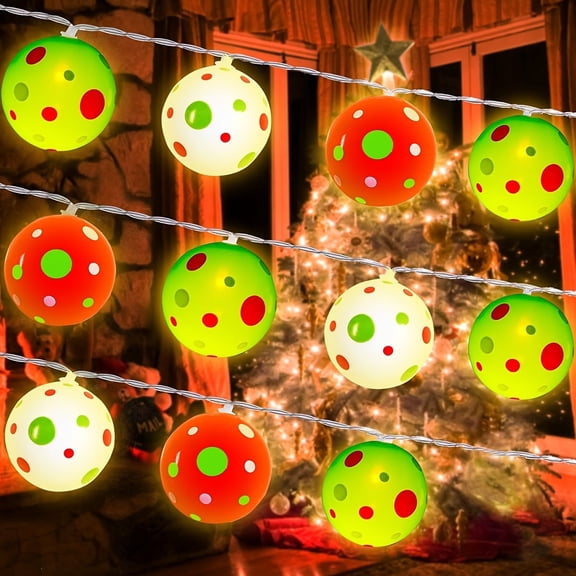 Colorful Polka Dot Round Ball String Lights - LED Hanging Ornament for Festive Decoration