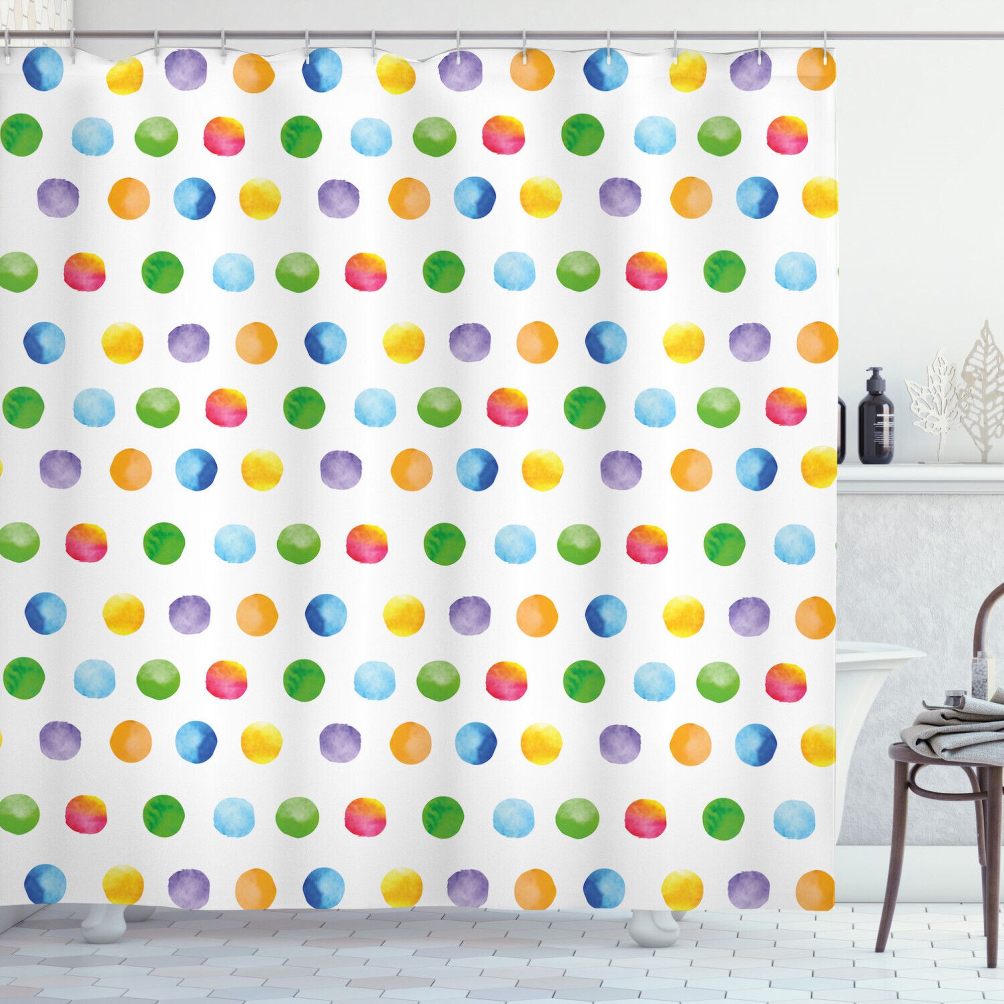 Colorful Polka Dot Shower Curtain Brighten Up Your Bathroom