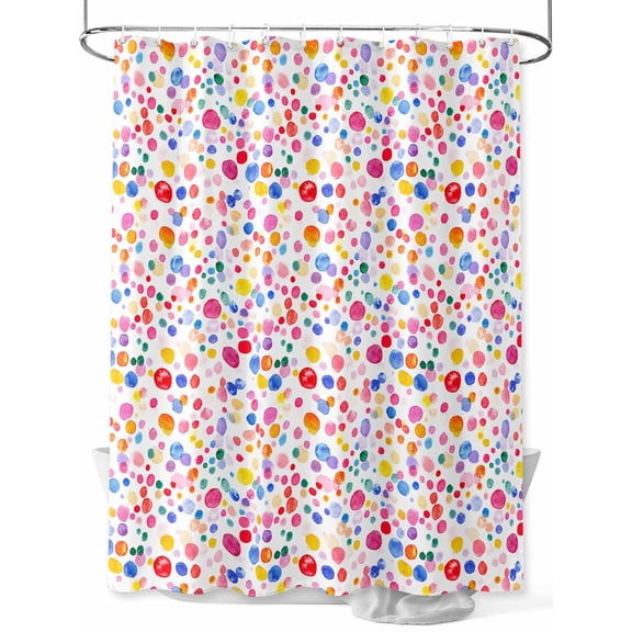 Colorful Polka Dot Standard Shower Curtain Set, Waterproof Shower Curtains for Bathroom, Rainbow Watercolor Polka Dots Washable Fabric Cloth Bath Curtain for Bathtub with Hooks 72x72 Inches