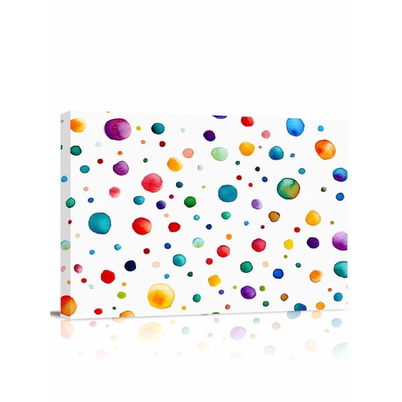 Colorful Polka Dot Wall Art for Living Room,Canvas Picture Wall Decor for Bathroom Bedroom,Rainbow Color Polka Dots Abstract Painting Artwork for Office Kitchen Hallway Dining Room Home Decor 12"x16"