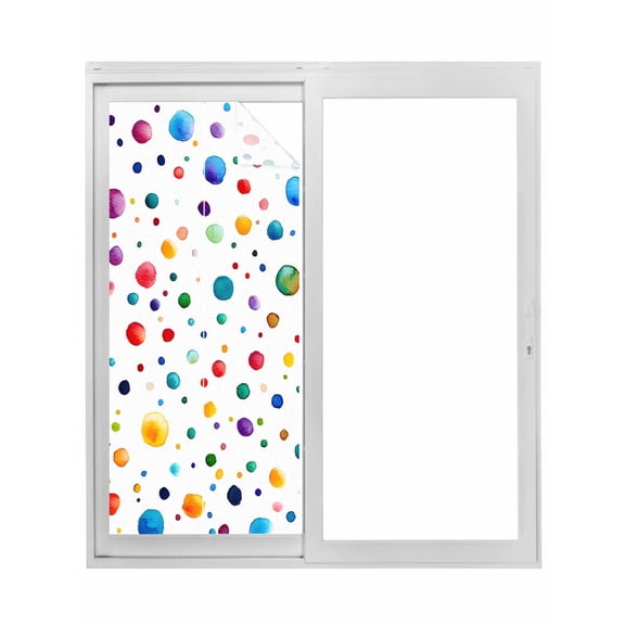 Colorful Polka Dot Window Privacy Film, Rainbow Color Polka Dots Abstract Static Cling UV Sun Blocking Tint Film Heat Control Windows Films for Bedroom Bathroom, Window Stickers 29.5"x78.7"
