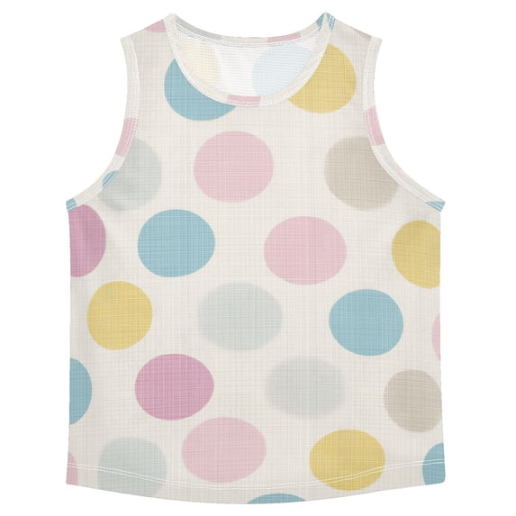 Colorful Polka Dots with Beige Background Vest Undershirt Tank Top Sleeveless Quick Dry 3T