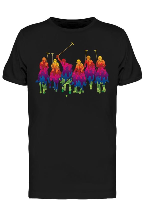 Colorful Polo Horses Sport T-Shirt Men -Image by Shutterstock, Male XX-Large