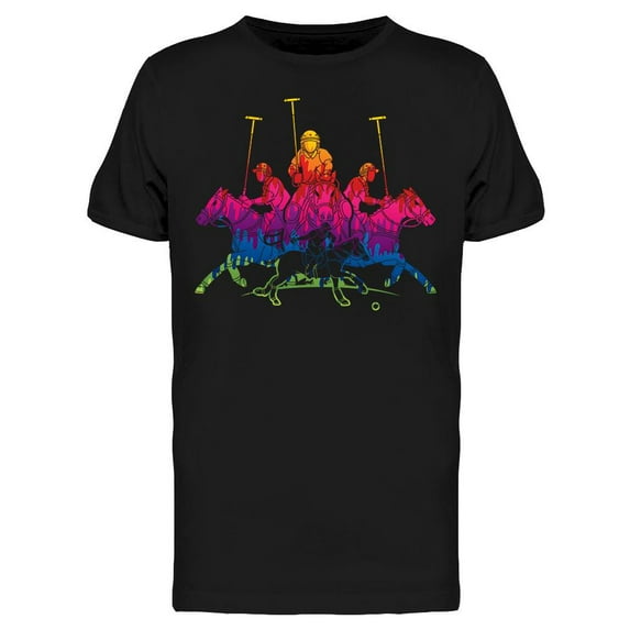 Colorful Polo Horses T-Shirt Men -Image by Shutterstock, Male Medium