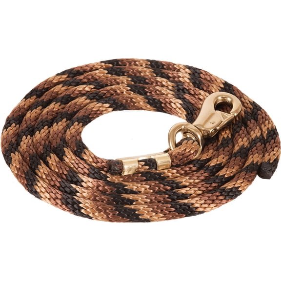 Poly Colorful Lead Rope, Bull Snap, 5/8" x 9' Color: Black/Brown/Tan
