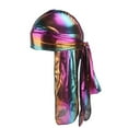 thumbnail image 1 of Colorful Polyester Bandana Hat for Men Women Hip-hop Cap Headwear Smooth Headwrap Adjustable Elastic Hat Laser Imitation Silk Long Tail Pirate Hat Daily Casual Turban Hat 2026 Sales Under $1, 1 of 1