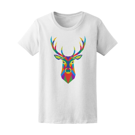 Colorful Polygon Deer Head T-Shirt Men -Image by Shutterstock, Male Large
