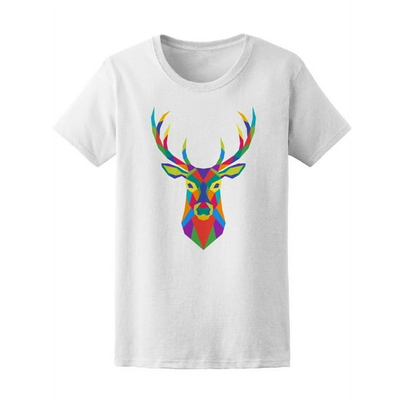 Colorful Polygon Deer Head Tee Women's -Image by Shutterstock