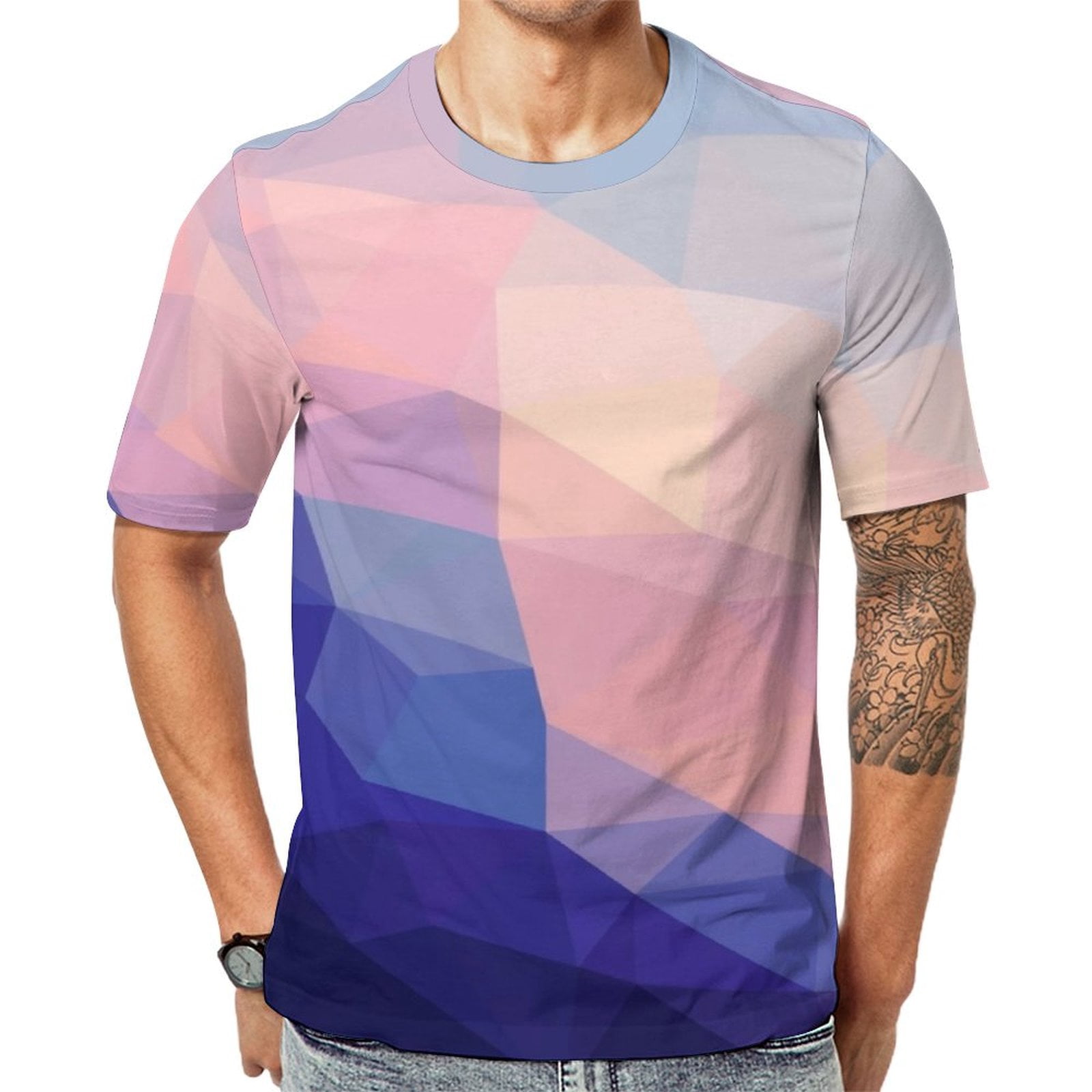 Colorful Tees Colorful Polygon T Shirt For Men Summer Casual Round Neck Short Sleeve ...