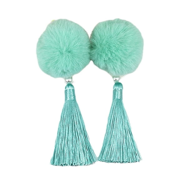 Colorful Pom Pom Hair Clips - 1 Pair Fluffy Ball Fur Barrettes | Cute Pompom Tie Hair Accessories for Toddlers, Baby Girls, and Women - Autumn Fall Style