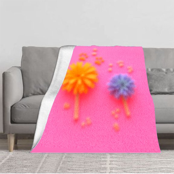 Colorful Pom - Pom Pattern Flannel Blanket - Soft Cozy Durable for Sofa Travel Bed & Chair - Vibrant Design with Playful Dots