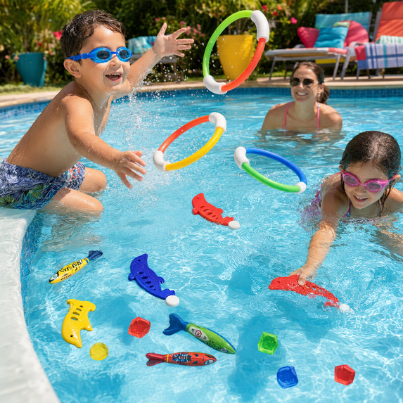 Colorful Pool Diving, Underwater Sinking Swim Training Set, Easy-Grip Dive for Swimming Practice, Beach Games, Pool Parties and Summer Water Activities