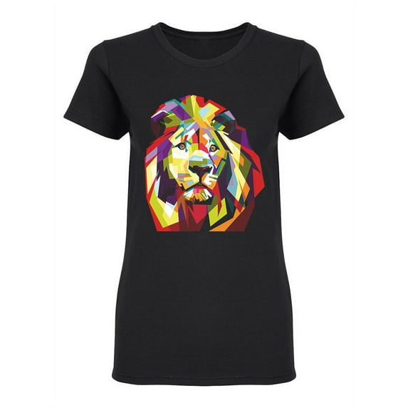 Colorful Pop Art Lion Head Shaped Tee Women's -Image by Shutterstock