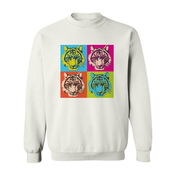 Colorful Pop Art Tiger Design Sweatshirt Men -Image by Shutterstock, Male x-Large