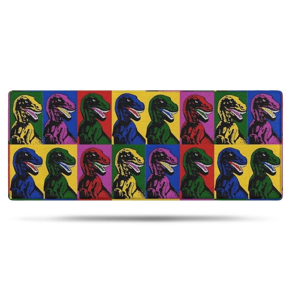 Colorful PopArt Dinosaurs Pattern Bathroom Rugs Mat,Non Slip Microfiber Bathroom Rug,Rubber Backing,Soft Bathroom Mats for Bathroom Floor,Tub and Shower,60x24in(150x60cm)