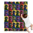 thumbnail image 1 of Colorful PopArt Dinosaurs Pattern Blanket,Comfortable Soft Flannel Throw Blanket,All Season,Warm Lightweight Blankets for Sofa Bed Couch Living Room Chair,30"x40", 1 of 4