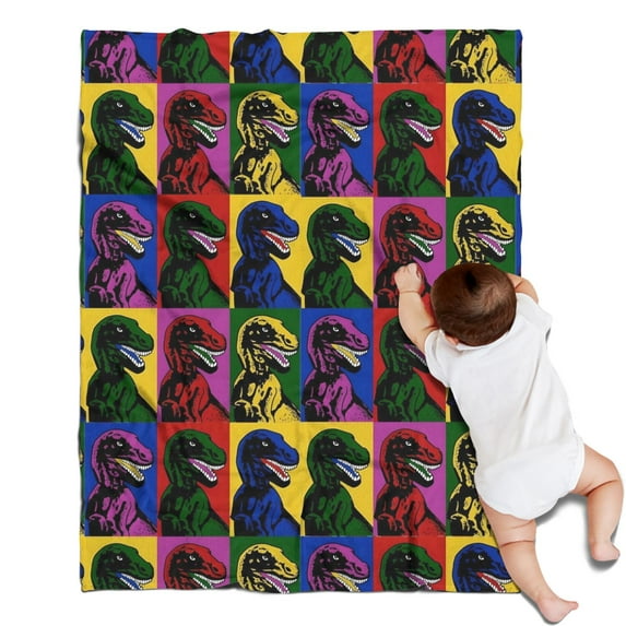 Colorful PopArt Dinosaurs Pattern Blanket,Comfortable Soft Flannel Throw Blanket,All Season,Warm Lightweight Blankets for Sofa Bed Couch Living Room Chair,30"x40"