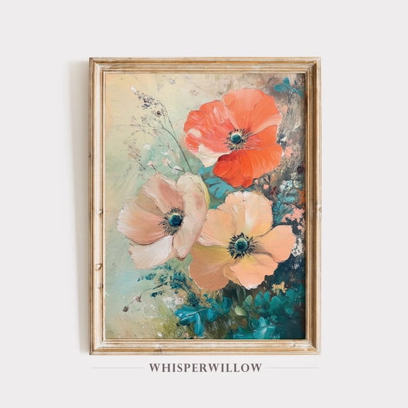 Colorful Poppy Blooms, Vibrant Floral Artwork, Elegant Home Decor, Joyful Botanical Spring Summer #2108, Unframed Canvas Size 12x18