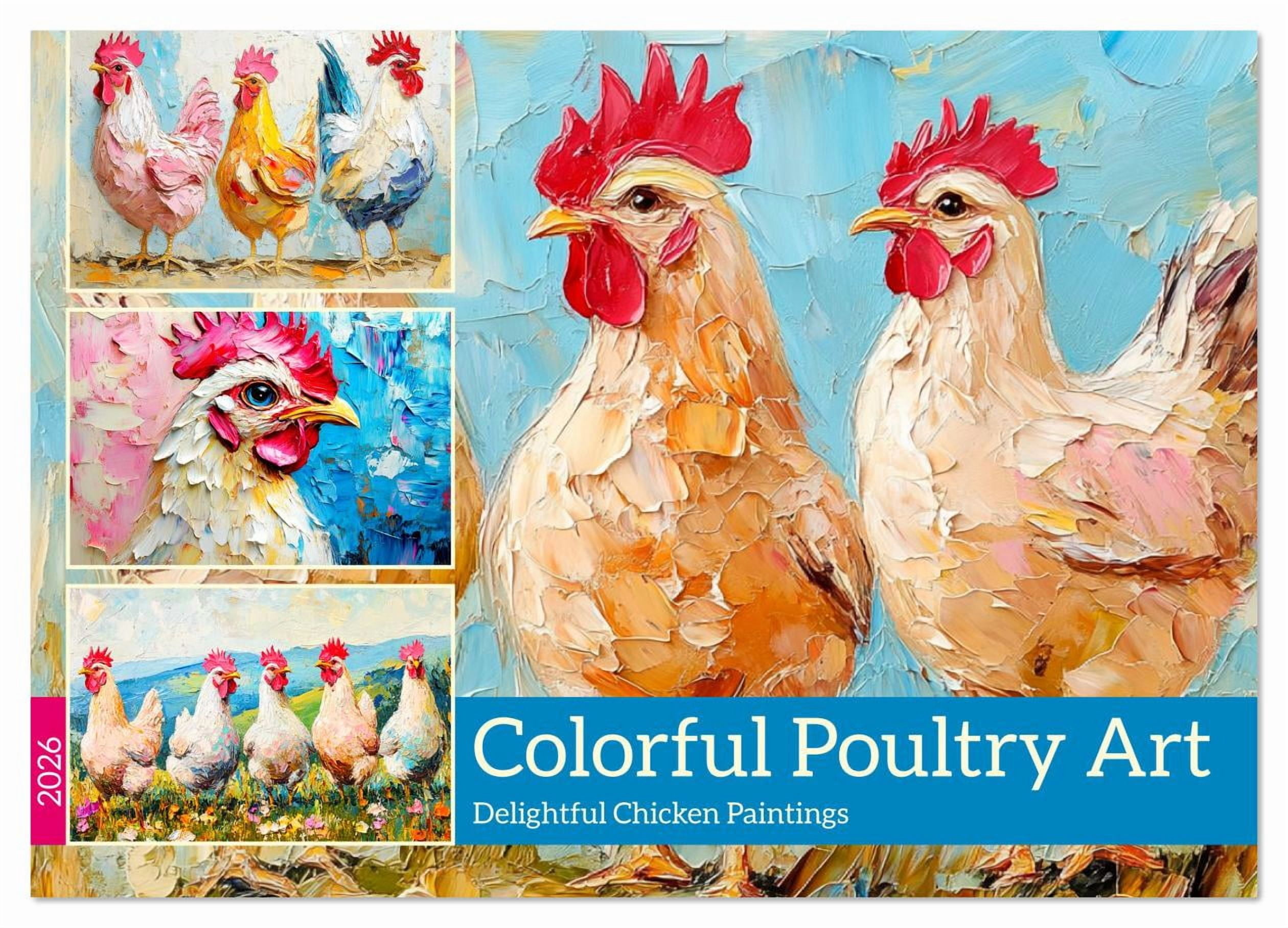Colorful Poultry Art. Delightful Chicken Paintings (Monthly Wall ...