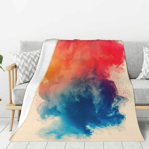 Colorful Powder Throw Blanket for Stylish Warm Winter Cabin Ultra-Soft Micro Fleece Blanket, Premium Microfiber, Silky Soft, Plush, Warm and Lightweight for Couch, Sofa, Bed - 60"X50"