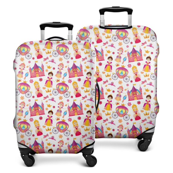 Colorful Princess Castle Carriage Pattern Luggage Cover Fashion Suitcase Cover Baggage Covers Fit 25-28 Inch Luggage (Go Travel)