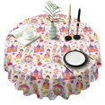 thumbnail image 1 of Colorful Princess Castle Carriage Pattern Round Tablecloth 60"x60",Wrinkle Wipeable Table Cloth for Kitchen Dining Room Picnic Patio Party, 1 of 6