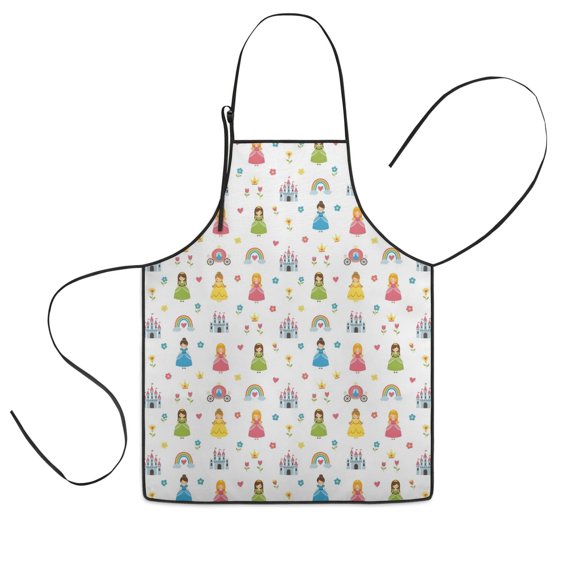 Colorful Princess Castle Pattern Kids Aprons for Girls and Boys,Adjustable Neck Strap Toddler Aprons for Kids Cooking Baking