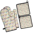 thumbnail image 1 of Colorful Princess Castle Pattern Kitchen Oven Mitt and Pot Holder Sets 2 Pcs for Baking, Cooking and Grilling, Heat Resistant Up To 392 °F, 1 of 7