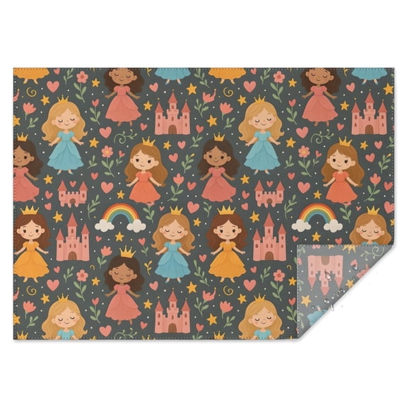 Colorful Princess Castle Pattern Rectangle Tablecloth 60"x84",Waterproof Polyester Rectangle Table Cloth, Wipeable Spillproof Polyester Tablecloth for Dining, Camping, Indoor and Outdoor