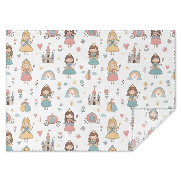 Colorful Princess Castle Pattern Rectangle Tablecloth 60"x84",Waterproof Polyester Rectangle Table Cloth, Wipeable Spillproof Polyester Tablecloth for Dining, Camping, Indoor and Outdoor