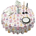 thumbnail image 1 of Colorful Princess Castle Pattern Round Tablecloth 60"x60",Wrinkle Wipeable Table Cloth for Kitchen Dining Room Picnic Patio Party, 1 of 6