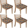 thumbnail image 1 of Colorful Princess Castle Pattern Seat Covers for Dining Room Chairs Set Of 4,Stretch Printed Washable Chair Seat Cover with Elastic Ties and Button,Removable Waterproof Couch Cushion Covers, 1 of 6