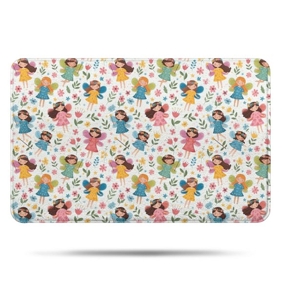 Colorful Princess Flower Fairy Pattern Bathroom Rugs Mat,Non Slip Microfiber Bathroom Rug,Rubber Backing,Soft Bathroom Mats for Bathroom Floor,Tub and Shower,17x27in(43x68cm)