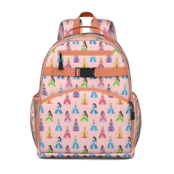 Colorful Princess Pattern Backpack for School,Cute School Bag,Schoolbag with Adjustable Shoulder Straps & Padded Back,15.25"x11.5"x5.25"