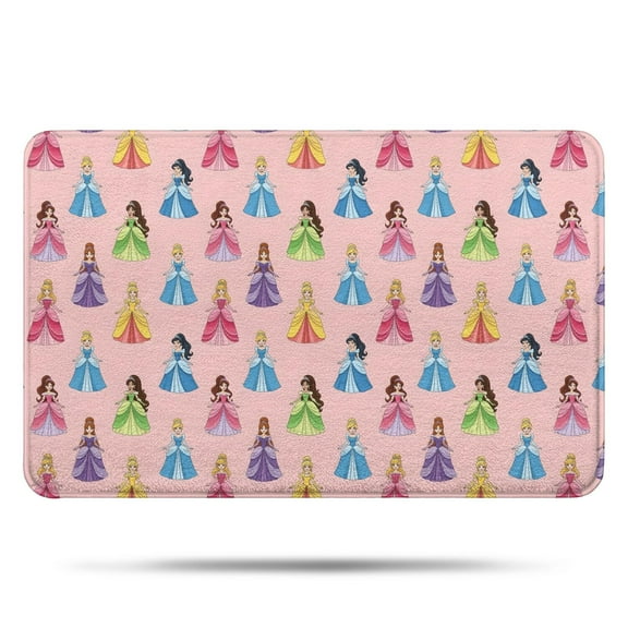 Colorful Princess Pattern Bathroom Rugs Mat,Non Slip Microfiber Bathroom Rug,Rubber Backing,Soft Bathroom Mats for Bathroom Floor,Tub and Shower,17x27in(43x68cm)