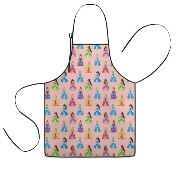 Colorful Princess Pattern Kids Aprons for Girls and Boys,Adjustable Neck Strap Toddler Aprons for Kids Cooking Baking,23.6"x19"