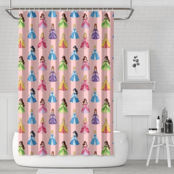 Colorful Princess Pattern Shower Curtain 72"x72" ,Bathroom Decorative Shower Curtains Set with 12 Hooks,Modern Waterproof Washable Shower Curtain
