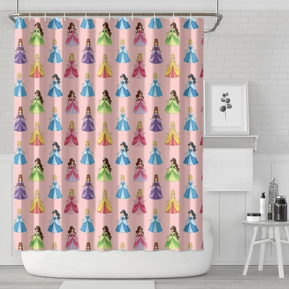 Colorful Princess Pattern Shower Curtain 72"x84" ,Bathroom Decorative Shower Curtains Set with 12 Hooks,Modern Waterproof Washable Shower Curtain