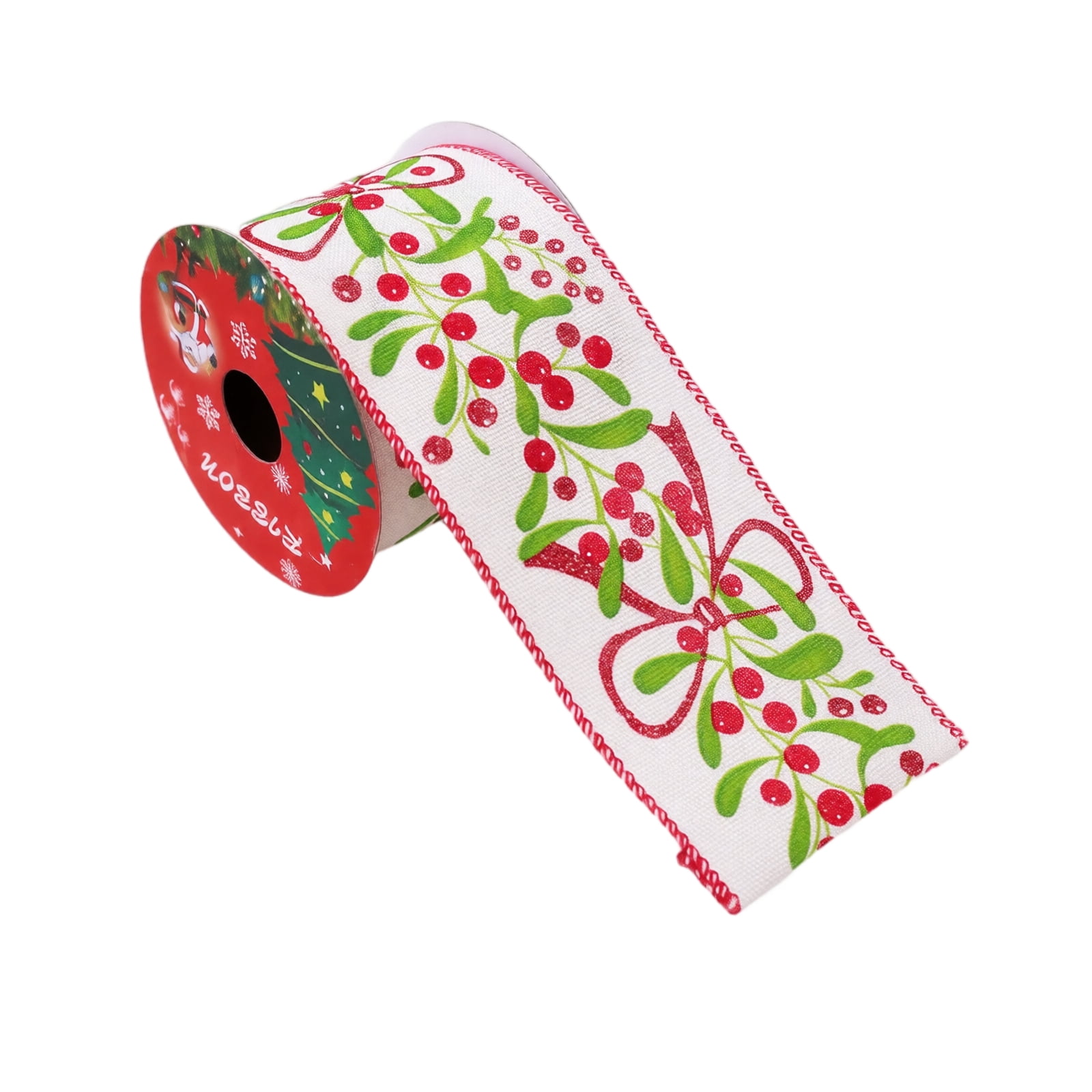 Colorful Printed Christmas Tree Ribbon, 2.5 Inch x 9 Ft Burlap Satin ...