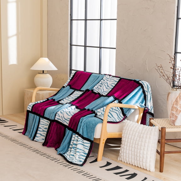 Colorful Printed Fleece Blanket, Thick Soft Throw Blanket, Portable Drawstring Flannel Fleece Blanket Decoration, Lightweight Queen Size Fuzzy Blanket for Indoor Outdoor Supplies, 100x70cm