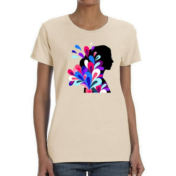 Colorful Profiled Woman T-Shirt Women -Image by Shutterstock, Female 4X-Large